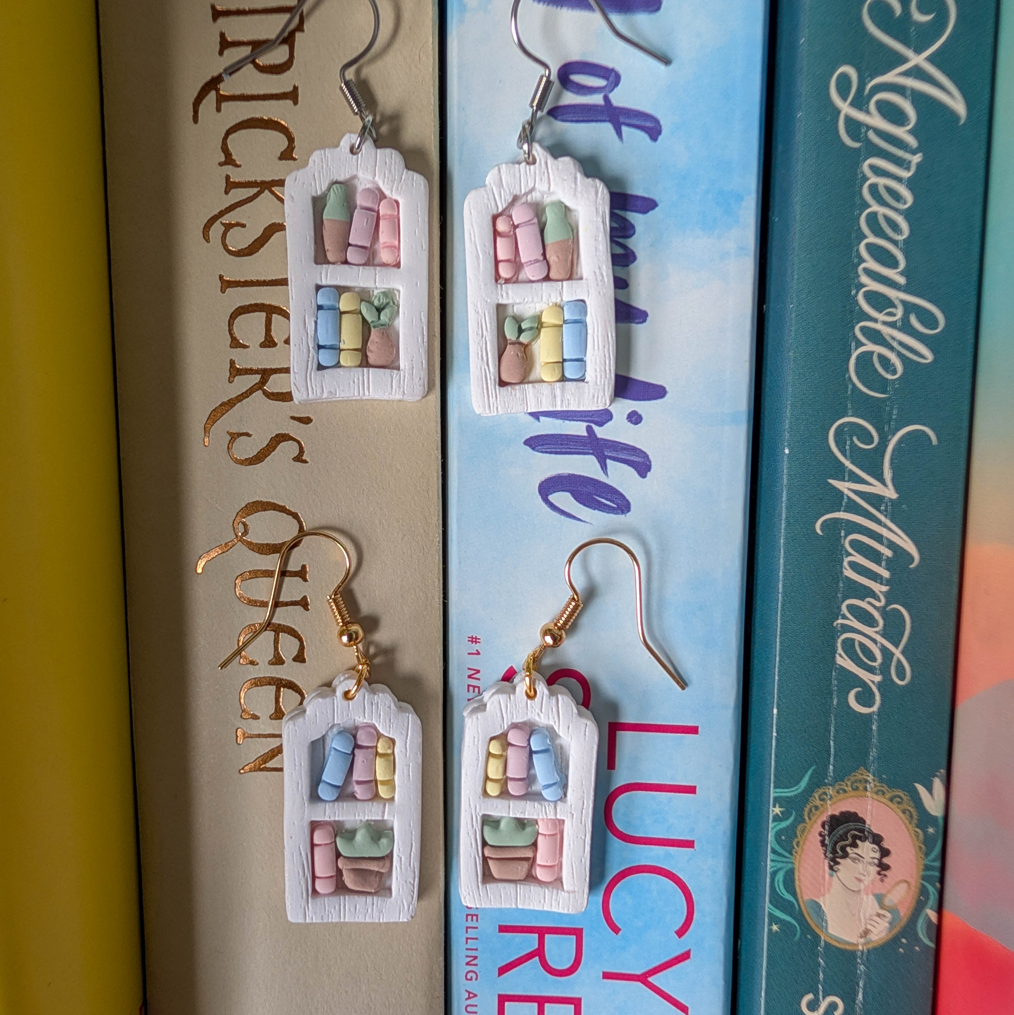 Pastel Bookshelf Earrings