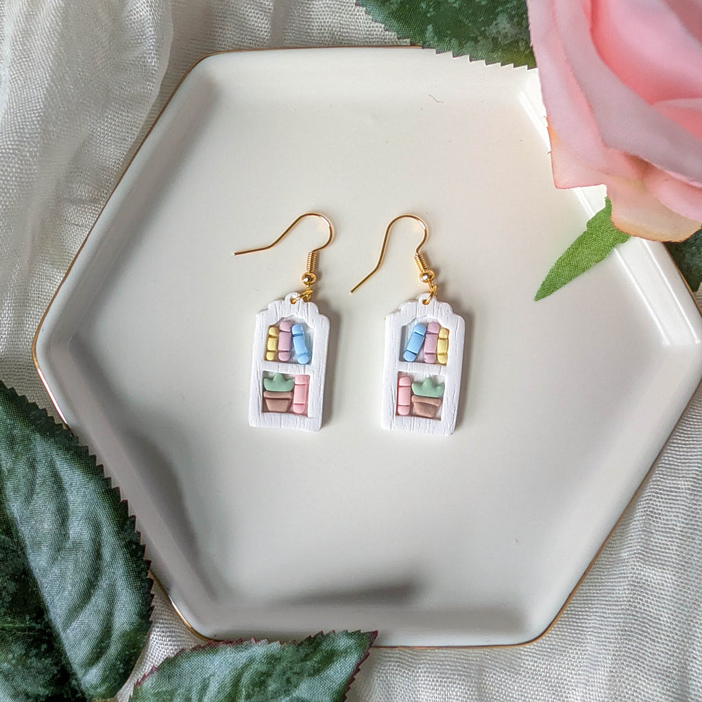 Pastel Bookshelf Earrings