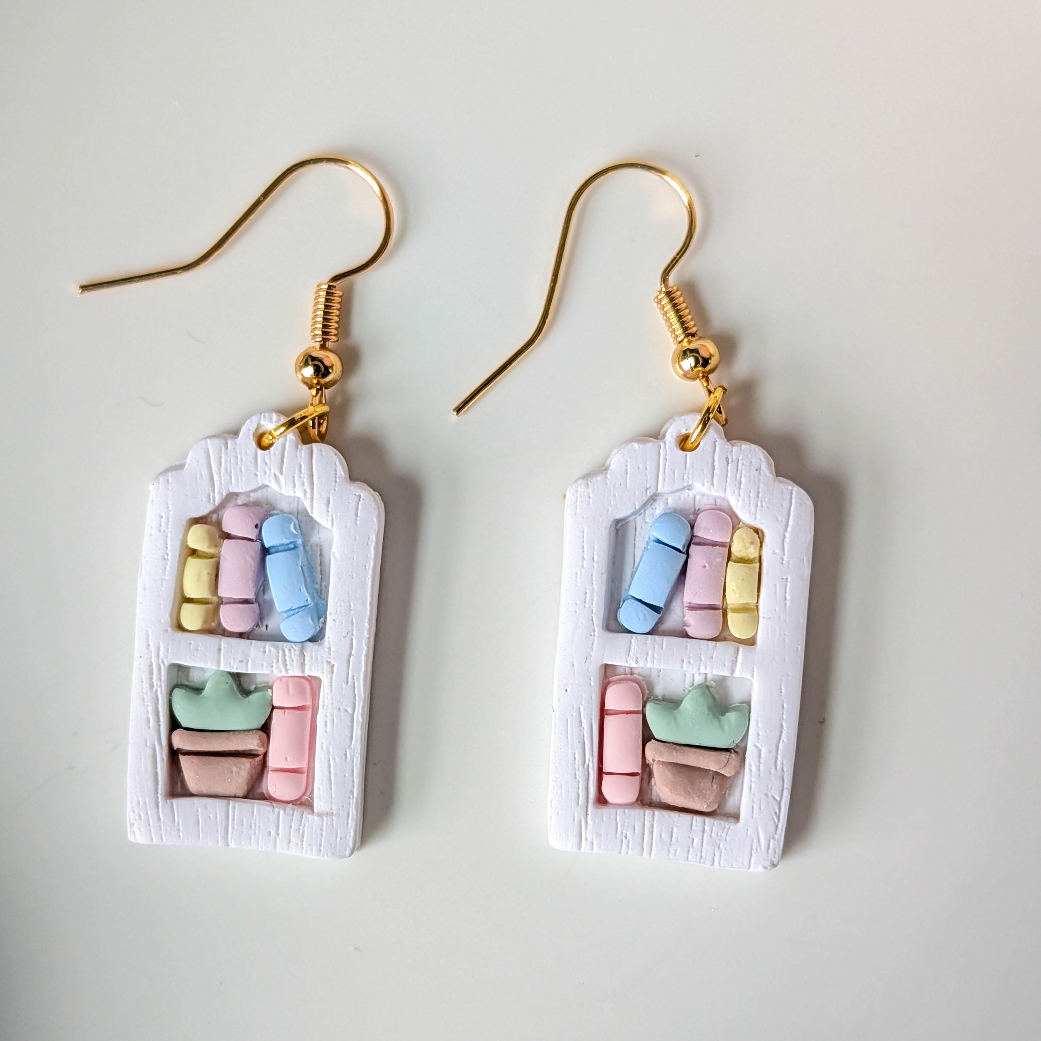 Pastel Bookshelf Earrings