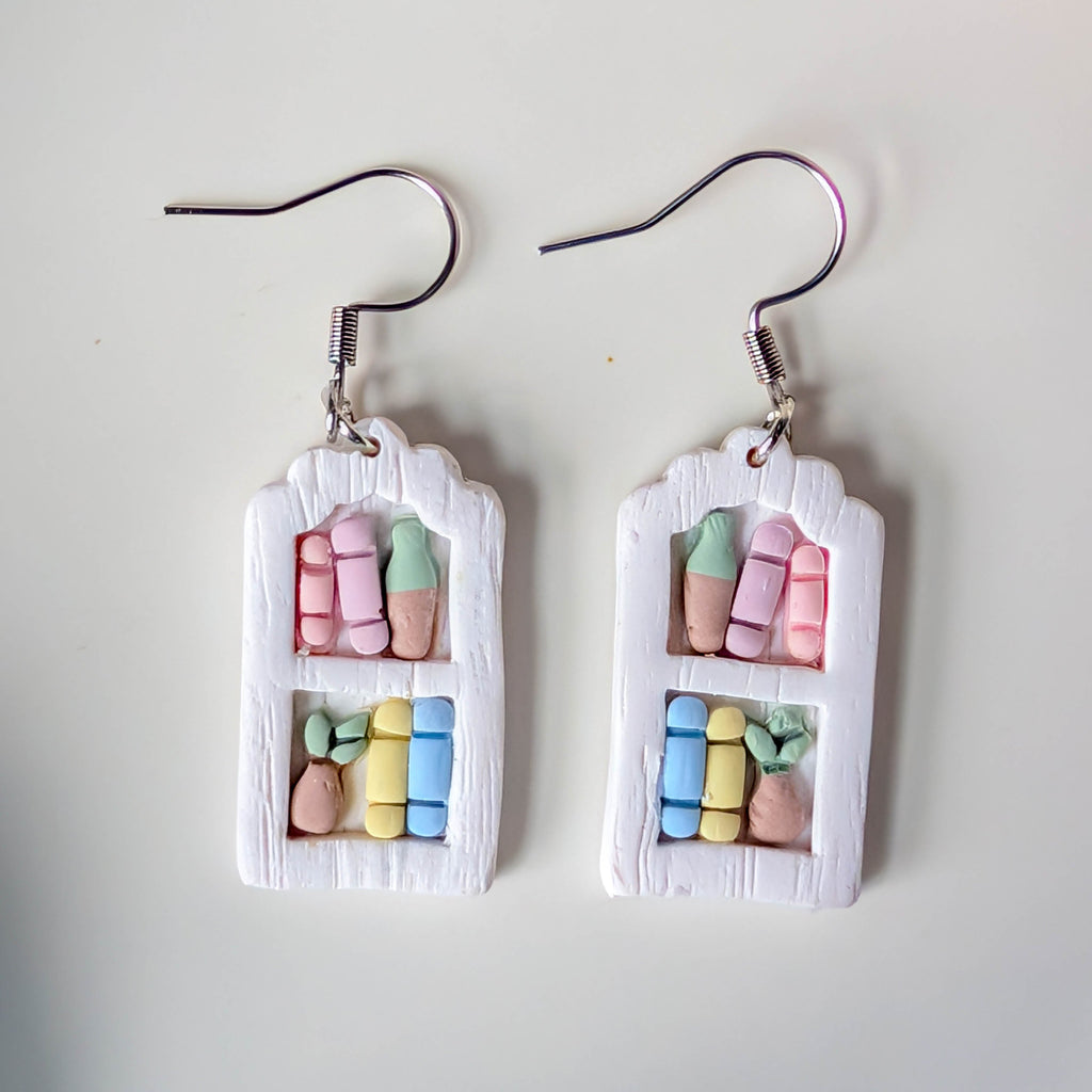 Pastel Bookshelf Earrings