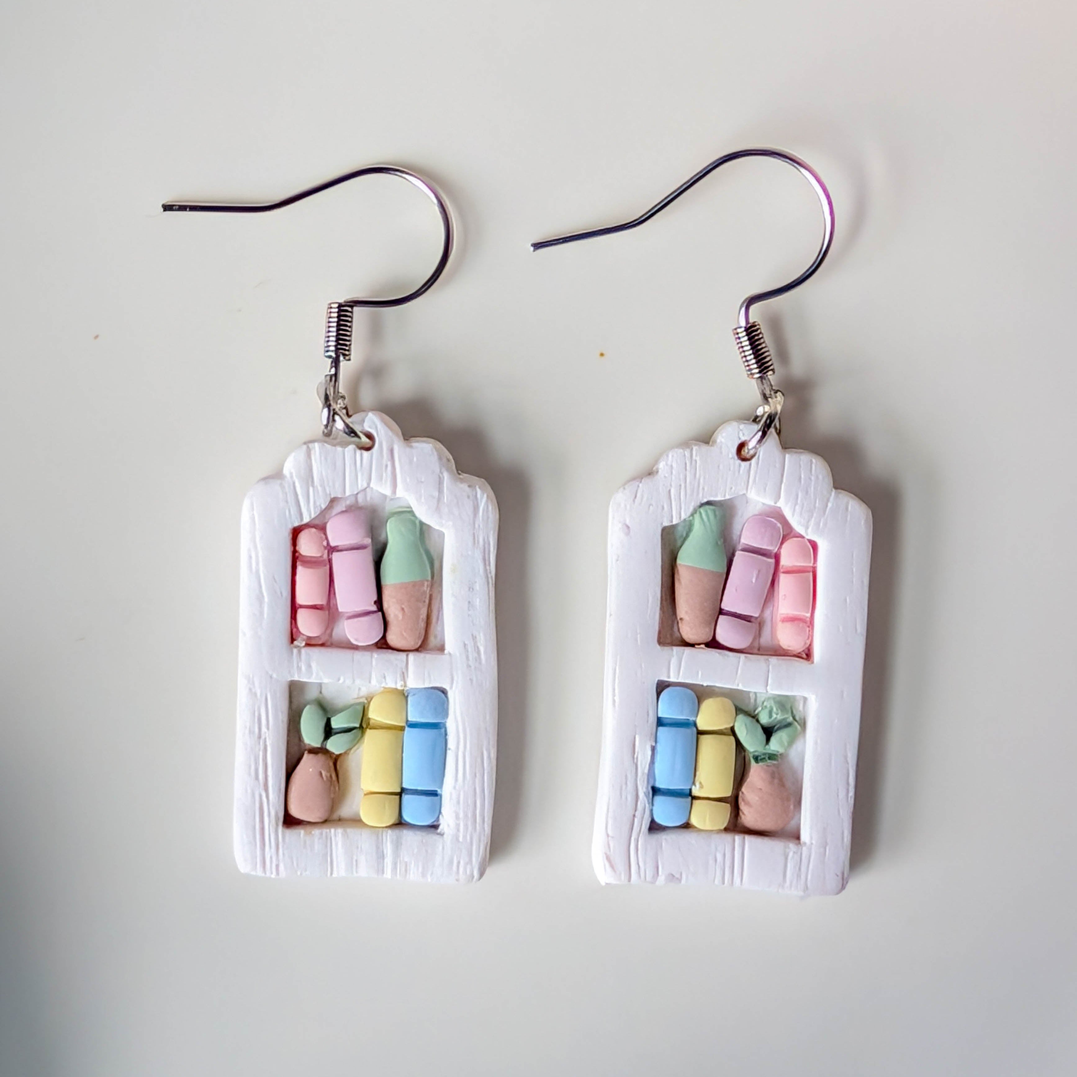Pastel Bookshelf Earrings