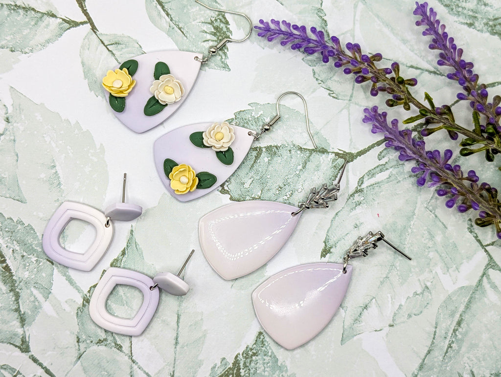 Lavender Fade Polymer Clay Earrings