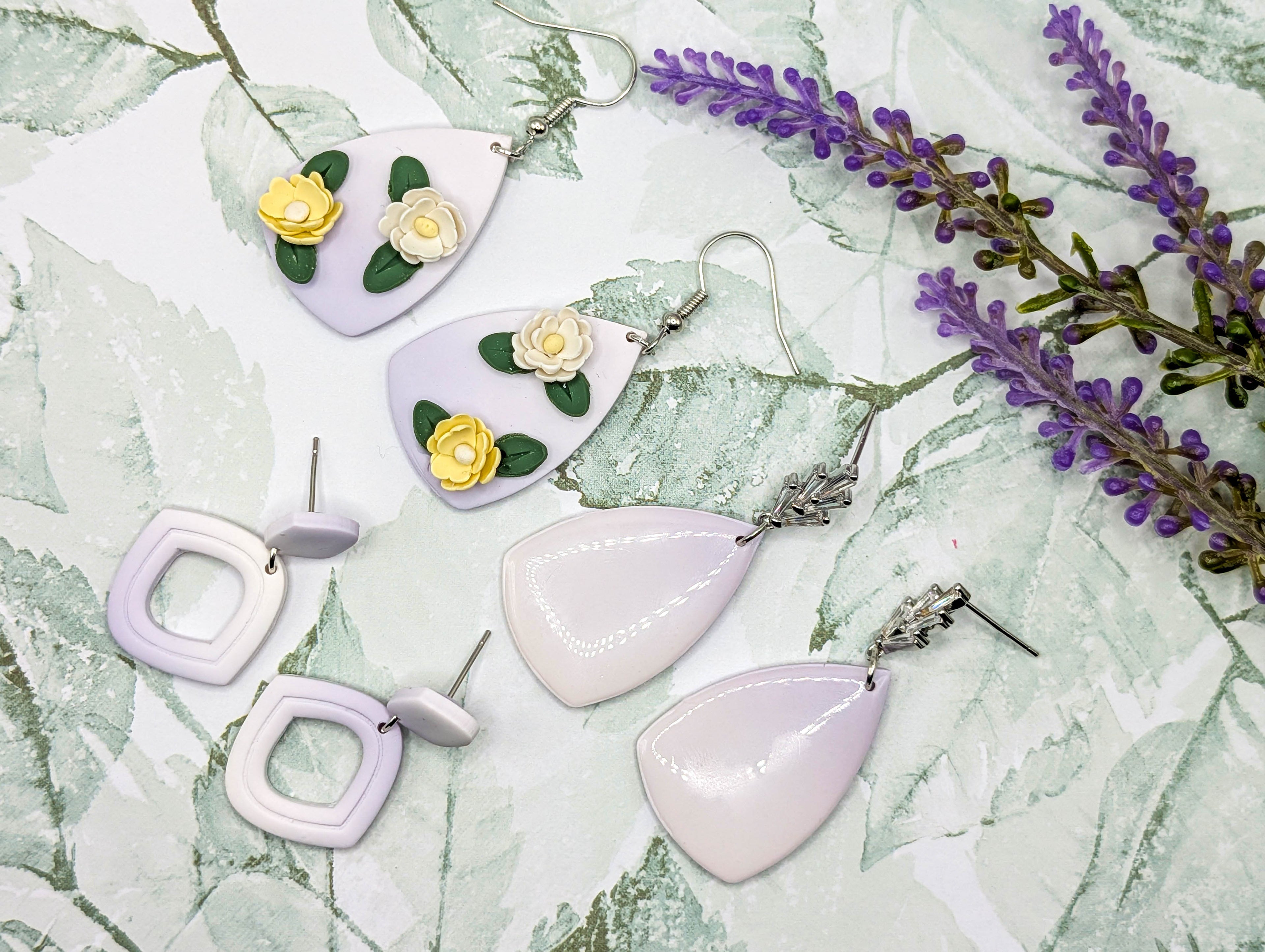 Lavender Fade Polymer Clay Earrings