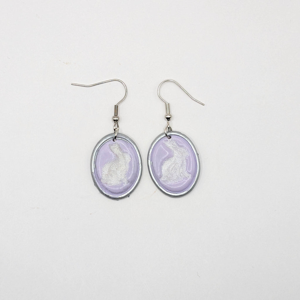 Vintage Frame Bunny Earrings: Handmade Spring Easter Dangles