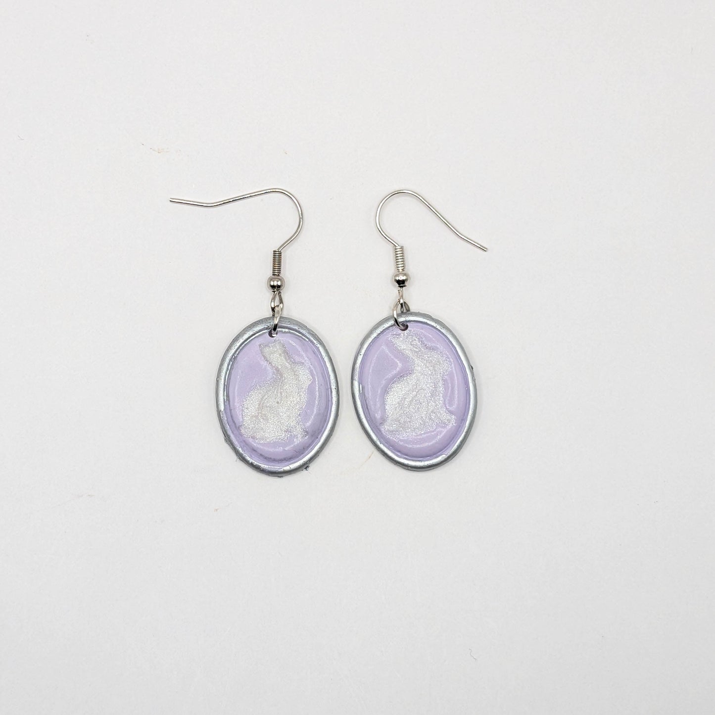 Vintage Frame Bunny Earrings: Handmade Spring Easter Dangles