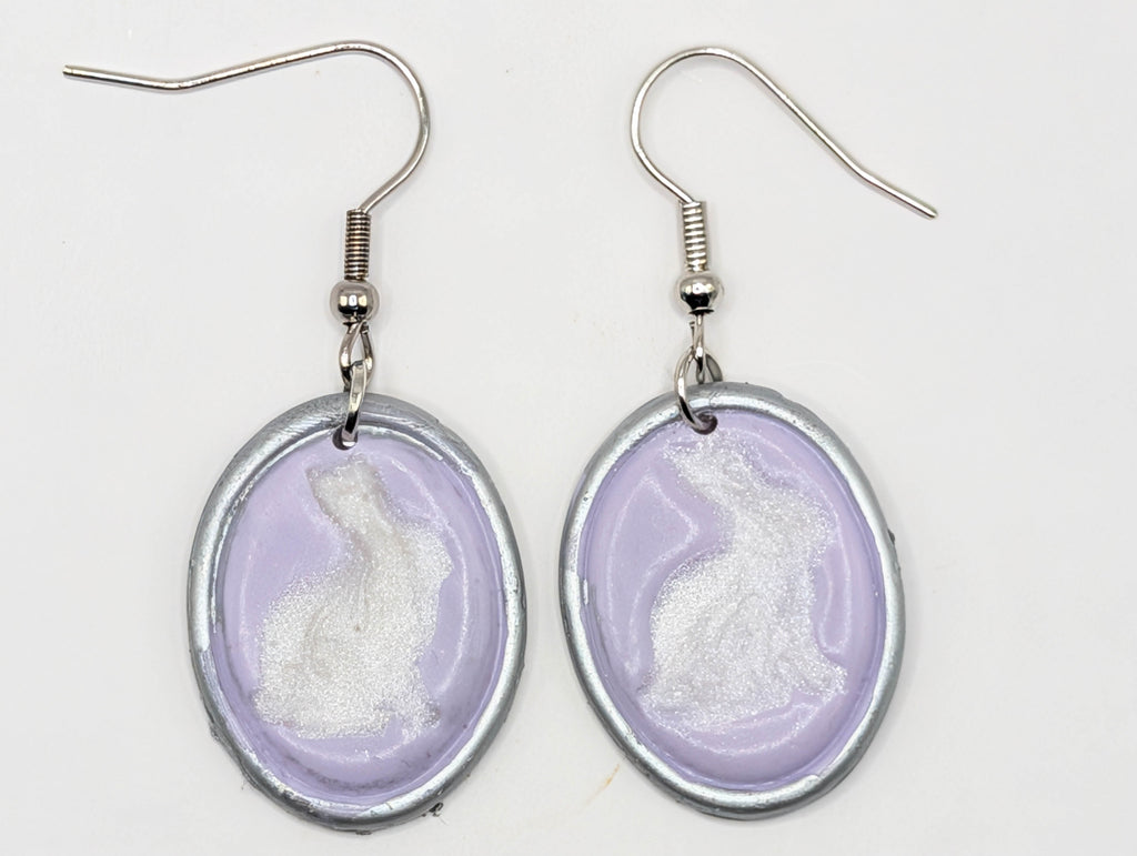 Vintage Frame Bunny Earrings: Handmade Spring Easter Dangles