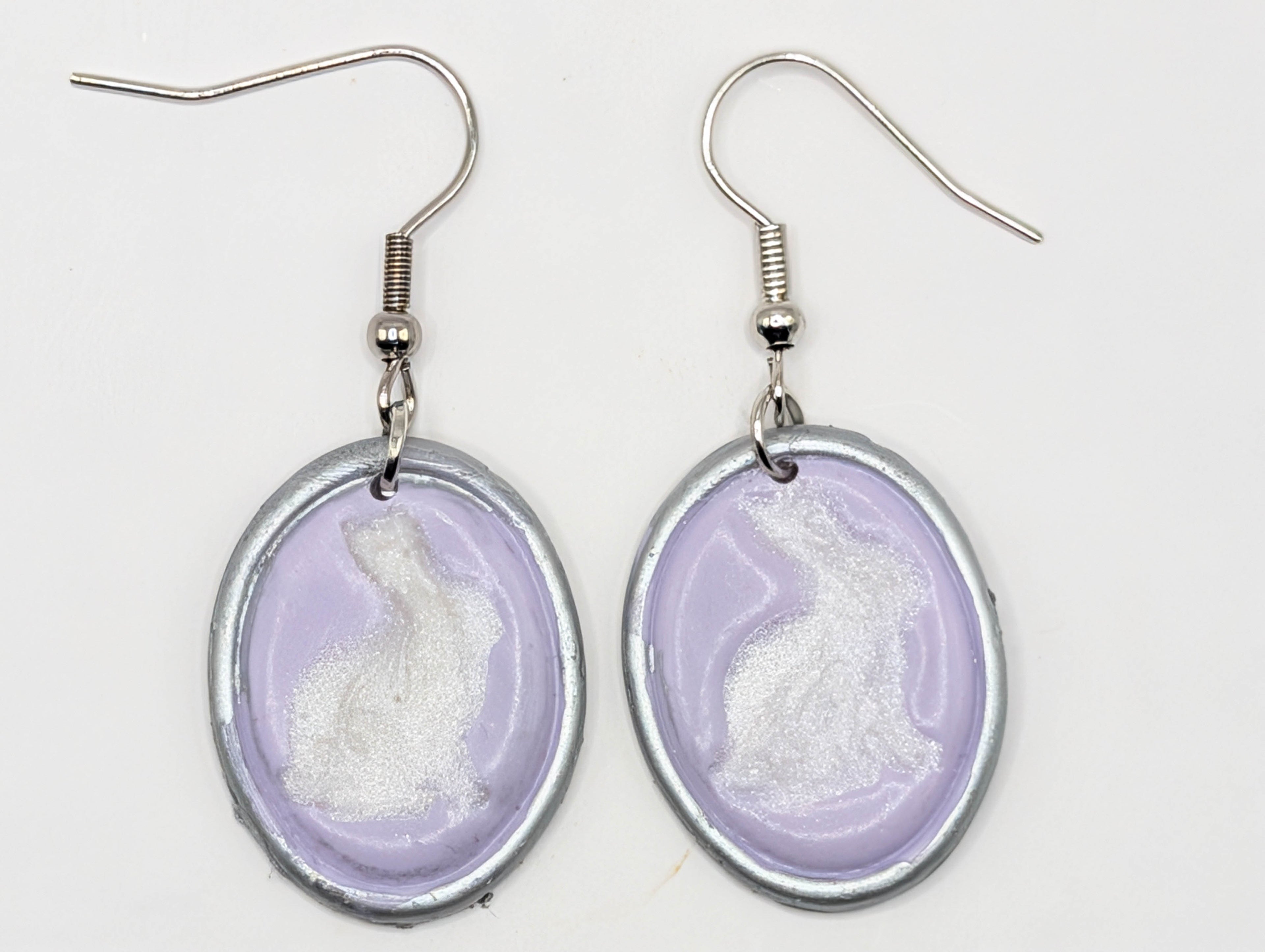 Vintage Frame Bunny Earrings: Handmade Spring Easter Dangles