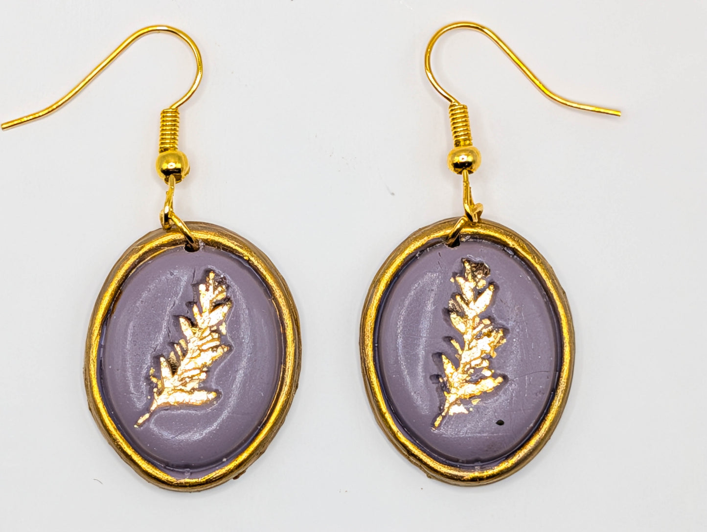 Vintage Frame Cottagecore Earrings: Gold Leaf Botanical or Ballerina Clay Dangles
