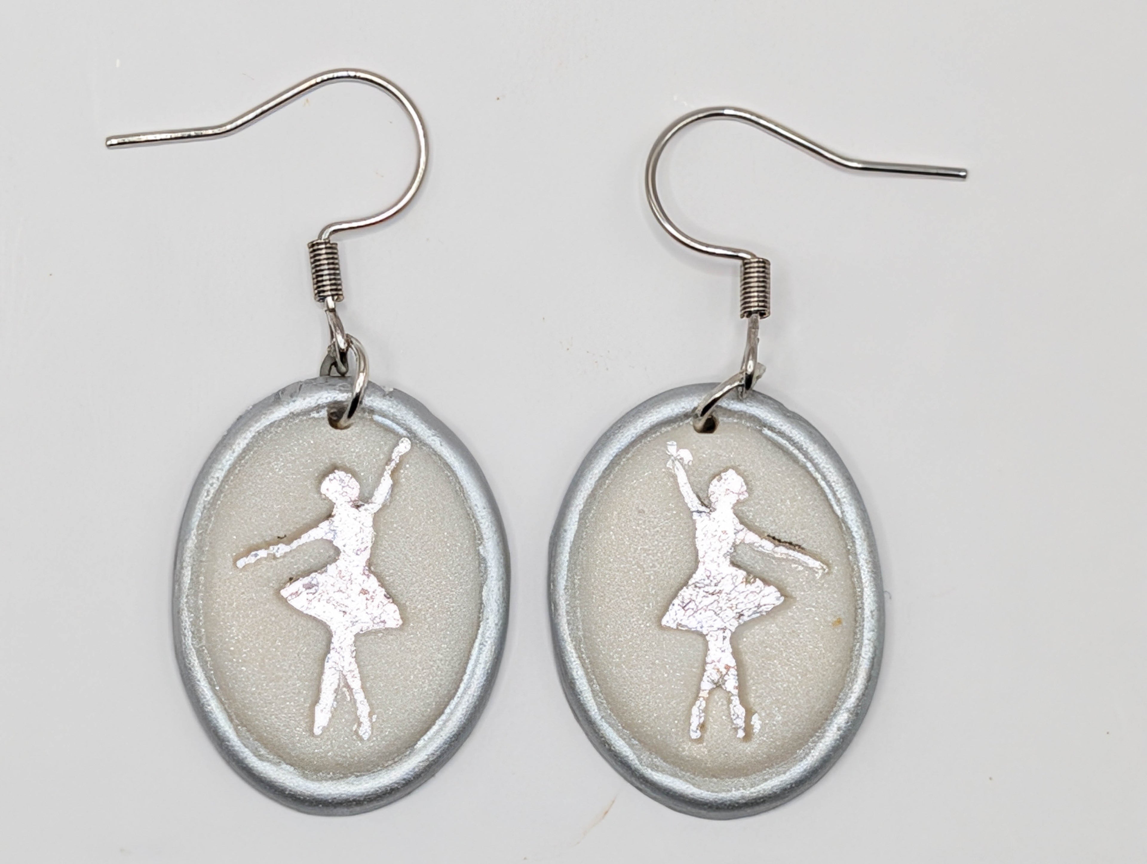 Vintage Frame Cottagecore Earrings: Gold Leaf Botanical or Ballerina Clay Dangles